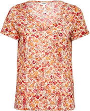 Objtessi Slub S/S V-Neck T-shirts & Tops Short-sleeved Multi/mønstret Object*Betinget Tilbud