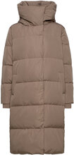 Objlouise Long Down Jacket Fôret Kåpe Beige Object*Betinget Tilbud