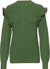 Objmalena L/S Ruffle Pullover Pullover Grønn Object*Betinget Tilbud