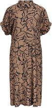 Objtiana Ss Shirt Dress A Ss Fair 22 Knälång Klänning Brown Object