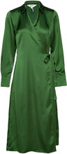 Objsateen Tania Ls Wrap Dress A Div Dresses Shirt Dresses Grønn Object*Betinget Tilbud