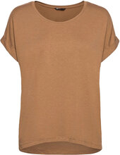 Onlmoster S/S O-Neck Top Jrs T-shirts & Tops Short-sleeved Brun ONLY*Betinget Tilbud
