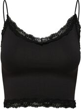 Onlvicky Lace Seamless Cropped Top Noos Lingerie Bras & Tops Soft Bras Tank Top Bras Black ONLY