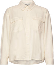 Onlcaro L/S Ovs Linen Bl Shirt Cc Pnt Langermet Skjorte Hvit ONLY*Betinget Tilbud
