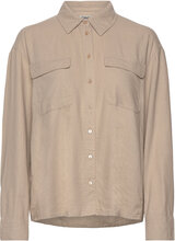Onlcaro L/S Ovs Linen Bl Shirt Cc Pnt Tops Shirts Long-sleeved Grey ONLY