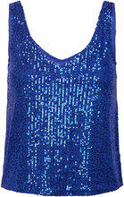 Onlana S/L V-Neck Sequins Top Jrs Tops Blouses Sleeveless Blue ONLY