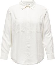 Carcaro L/S Ovs Linen Shirt Tlr Tops Shirts Long-sleeved White ONLY Carmakoma
