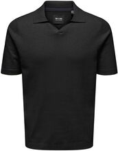 Onsdal Life Reg Ss 14 Resort Polo Knit Tops Knitwear Short Sleeve Knitted Polos Black ONLY & SONS