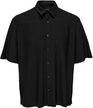 Onsboyy Life Rlx Recy Pleated Ss Shirt Tops Shirts Short-sleeved Black ONLY & SONS