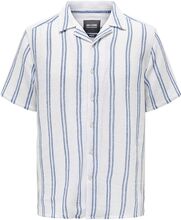 Onstrev Life Reg Struc Stripe Ss Shirt Tops Shirts Short-sleeved White ONLY & SONS