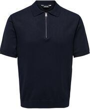 Onswyler Life Reg 14 Ss Zip Polo Knit Tops Knitwear Short Sleeve Knitted Polos Navy ONLY & SONS