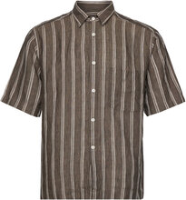 Reg Fit City Ss Vintage Linen Designers Shirts Linen Shirts Brown Oscar Jacobson