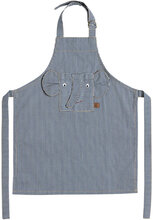Striped Denim Elephant Apron Home Meal Time Baking & Cooking Aprons Blue OYOY MINI