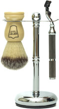 3 Piece Ivory Brush-42M -Chrome Stand Beauty MEN Shaving Products Razors Multi/mønstret Parker*Betinget Tilbud