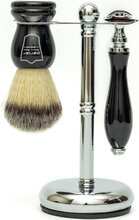 3 Piece Black Brush-111B-Chrome Stand Beauty Men Shaving Products Razors Multi/patterned Parker