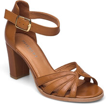 Gillian Leather Sandal Med Klack Brown Pavement