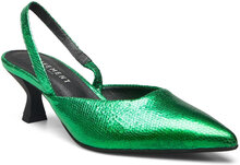 Kaila Glam Shoes Heels Pumps Sling Backs Green Pavement