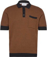 Casa Martini Polo Tops Knitwear Short Sleeve Knitted Polos Brown Percival