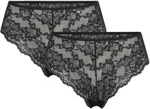 Pclina Lace Wide Brief 2-Pack Noos Trusser, Tanga Briefs Black Pieces