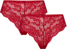 Pclina Lace Wide Brief 2-Pack Noos Truse Brief Truse Rød Pieces*Betinget Tilbud