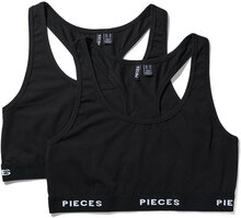 Pclogo Lady Top 2 Pack Noos Bc Lingerie Bras & Tops Soft Bras Tank Top Bras Black Pieces