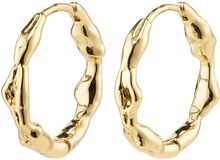 Zion Recycled Organic Shaped Medium Hoops Gold-Plated Accessories Jewellery Earrings Hoops Gold Pilgrim