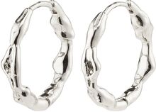 Zion Recycled Organic Shaped Medium Hoops Silver-Plated Accessories Jewellery Earrings Hoops Silver Pilgrim