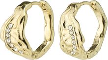 Pia Organic Shape Crystal Hoop Earrings Gold-Plated Accessories Jewellery Earrings Hoops Gold Pilgrim