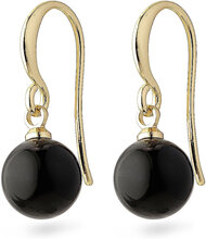 Goldie Black Earrings Gold-Plated Örhänge Smycken Black Pilgrim