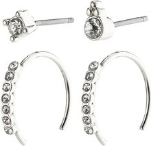 Kali Crystal Earrings Accessories Jewellery Earrings Hoops Sølv Pilgrim*Betinget Tilbud