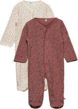 Nightsuit W/F -Buttons 2-Pack Pyjamas Sie Jumpsuit Rosa Pippi*Betinget Tilbud