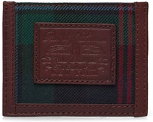 Heritage Plaid Wool & Leather Card Case Accessories Wallets Classic Wallets Burgundy Polo Ralph Lauren