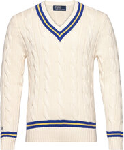 The Iconic Cricket Sweater Tops Knitwear V-necks Cream Polo Ralph Lauren