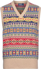 Fair Isle Cotton-Cashmere Sweater Vest Tops Knitwear Knitted Vests Beige Polo Ralph Lauren
