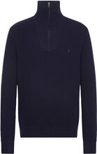 Waffle Wool-Cotton Quarter-Zip Sweater Tops Knitwear Half Zip Jumpers Navy Polo Ralph Lauren