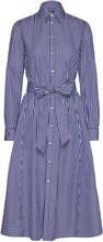 Belted Striped Cotton Shirtdress Knälång Klänning Blue Polo Ralph Lauren