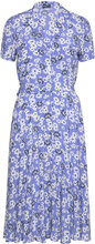 Floral Crepe Short-Sleeve Dress Kort Kjole Blue Polo Ralph Lauren