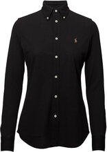 Slim Fit Knit Cotton Oxford Shirt Tops Shirts Long-sleeved Black Polo Ralph Lauren