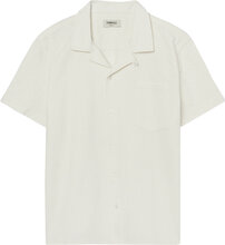 Texture Short Sleeve Shirt Tops Knitwear Short Sleeve Knitted Polos Cream Pompeii