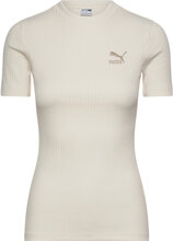 Classics Ribbed Slim Tee Sport T-shirts & Tops Short-sleeved Beige PUMA