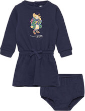 Polo Bear Fleece Dress & Bloomer Dresses & Skirts Dresses Casual Dresses Long-sleeved Casual Dresses Navy Ralph Lauren Baby