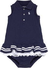 Striped Mesh Polo Dress & Bloomer Dresses & Skirts Dresses Baby Dresses Sleevless Baby Dresses Navy Ralph Lauren Baby