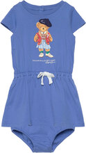 Polo Bear Cotton Jersey Dress & Bloomer Dresses & Skirts Dresses Baby Dresses Short-sleeved Baby Dresses Blue Ralph Lauren Baby