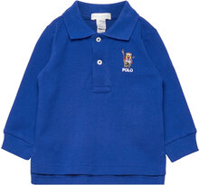 Polo Bear Cotton Mesh Polo Shirt Tops T-shirts Polo Shirts Long-sleeved Polo Shirts Blue Ralph Lauren Baby