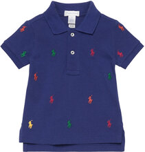 Polo Pony Cotton Mesh Polo Shirt Tops T-shirts Polo Shirts Short-sleeved Polo Shirts Blue Ralph Lauren Baby
