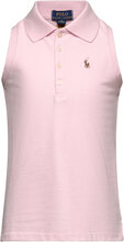 Sleeveless Cotton Mesh Polo Shirt Tops T-shirts Sleeveless Pink Ralph Lauren Kids