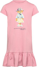 Polo Bear Cotton Jersey Tee Dress Dresses & Skirts Dresses Casual Dresses Short-sleeved Casual Dresses Pink Ralph Lauren Kids
