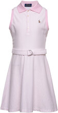 Belted Striped Knit Oxford Polo Dress Dresses & Skirts Dresses Casual Dresses Sleeveless Casual Dresses Pink Ralph Lauren Kids