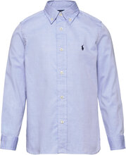 Slim Fit Cotton Oxford Shirt Tops Shirts Long-sleeved Shirts Blue Ralph Lauren Kids