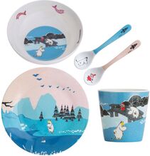 Moomin Summer Heavens, Giftset, 5 Pcs, Blue Home Meal Time Dinner Sets Multi/patterned Rätt Start